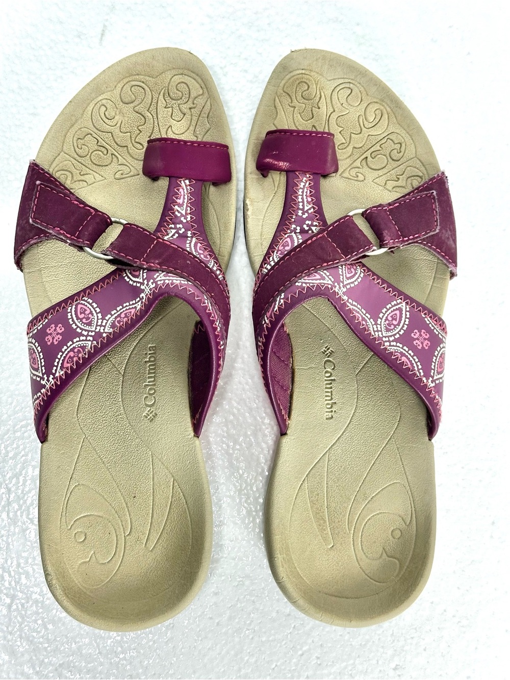 Columbia Purple Paisley Toe Loop Techlite Sunrise Sandals 7